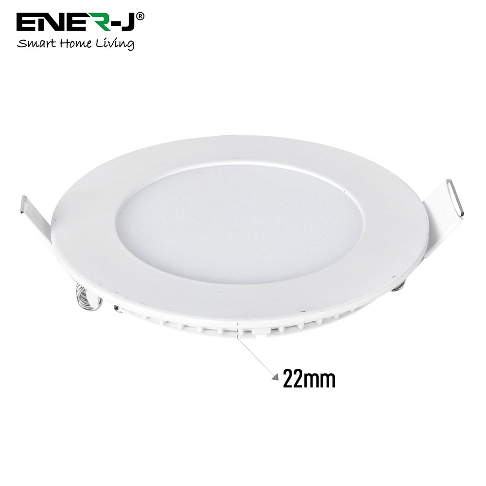 Ener-j E312 18W Recessed Round LED Mini Panel 220mm diameter (Hole Size 205mm), 6000K Pack of 2