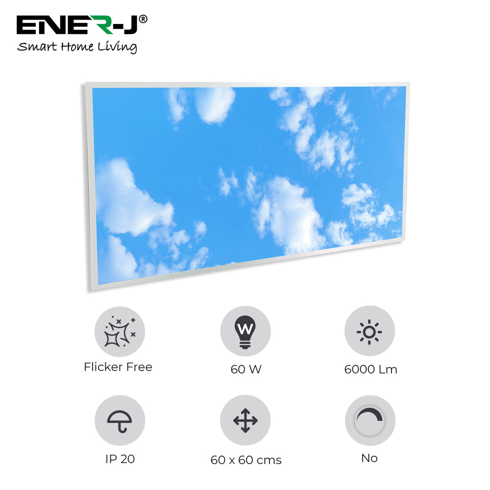 Ener-j E815 1195x595mm SKY Cloud LED Backlit Panel, 2D Effect, 60W Pack of 2