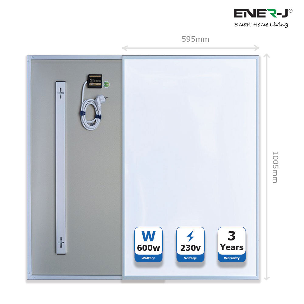 Ener-j IH1004 1005x595mm Infrared Heating Panel, White Body, 600W