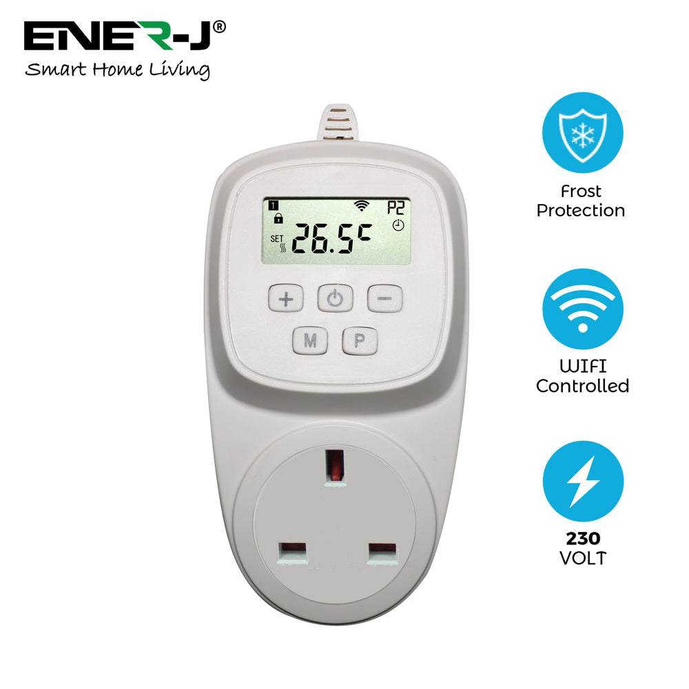Ener-j IH1041 Wifi Thermostat for Infrared heating panel with UK Plug, Max 3680W
