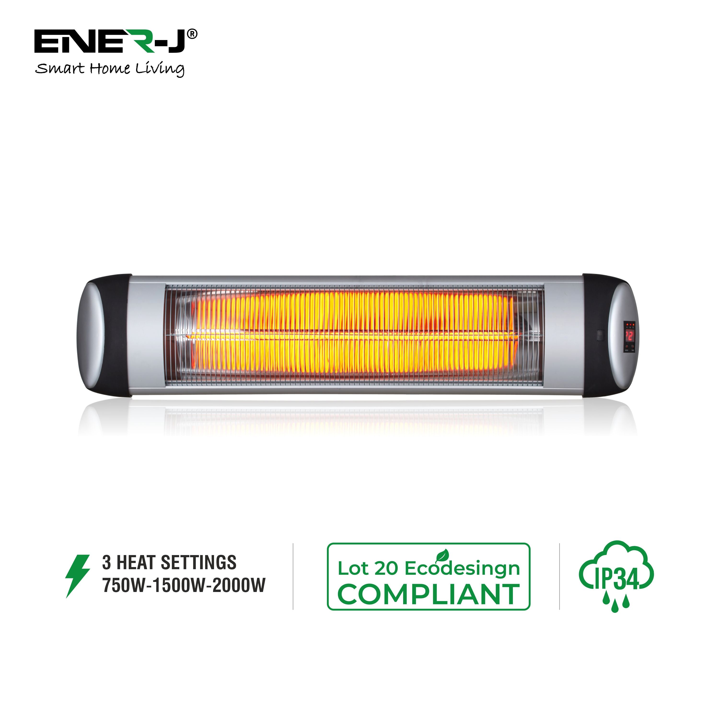Ener-j IH1042 Wall mounted Patio Heater with Quartz Tube 2000W