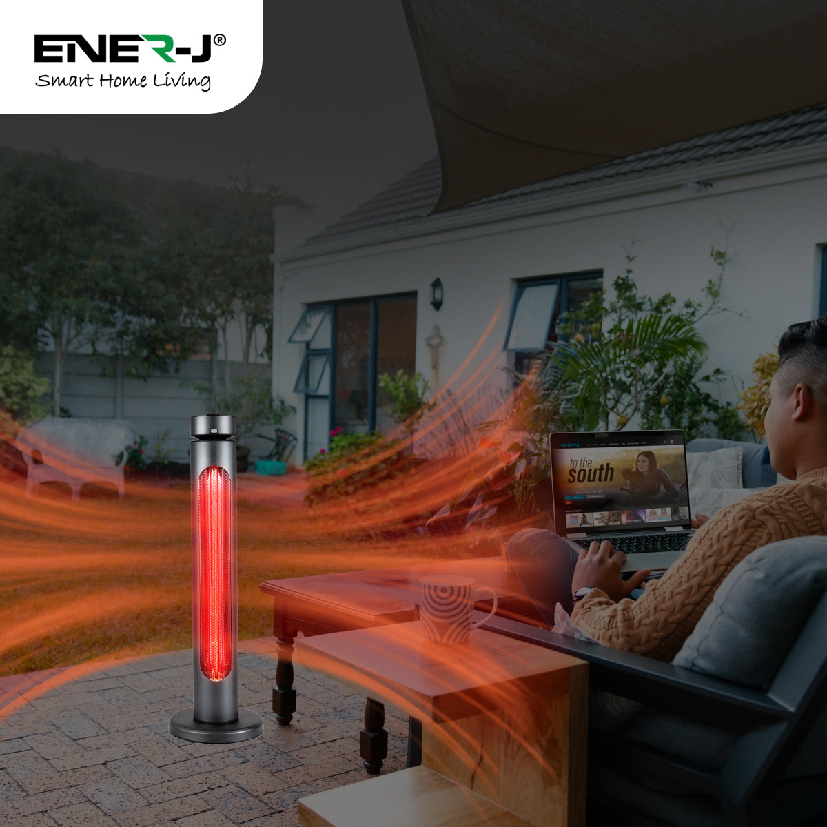 Ener-j IH1047 Portable Infrared Heater 8 Heat Settings, Green and Red colour Knob, IP65
