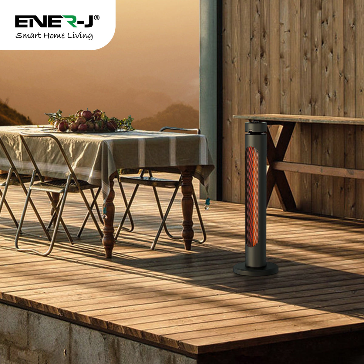 Ener-j IH1047 Portable Infrared Heater 8 Heat Settings, Green and Red colour Knob, IP65