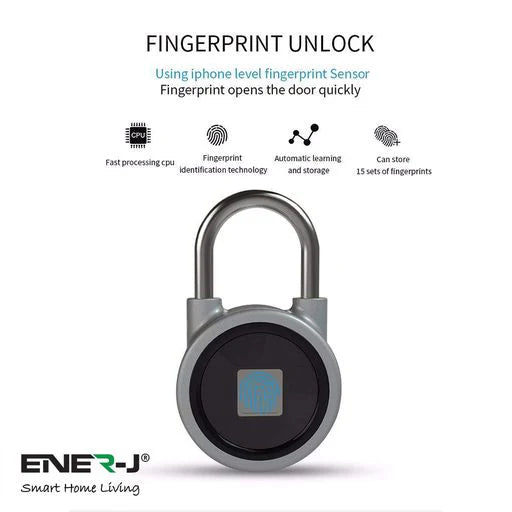 Ener-j SHA5260 Smart Fingerprint padlock with Bluetooth (app)