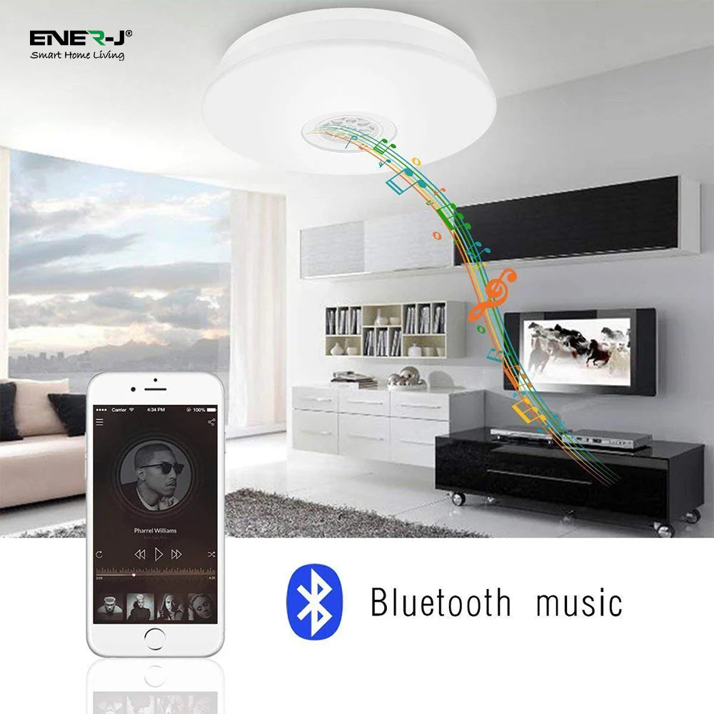 Ener-j SHA5261 WiFi Ceiling Lights 24W, RGB+W+WW, Dimmable with Bluetooth Speaker