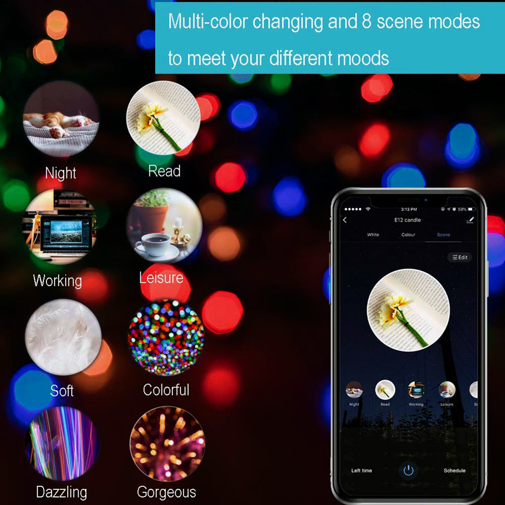 Ener-j SHA5287-3 Smart WiFi E14 LED Candle Bulb 4.5W, RGB+W+WW, Dimmable Pack of 3