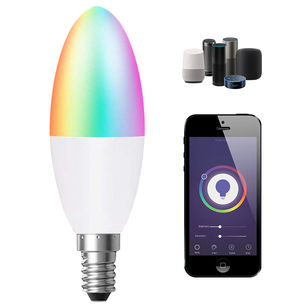 Ener-j SHA5287-3 Smart WiFi E14 LED Candle Bulb 4.5W, RGB+W+WW, Dimmable Pack of 3