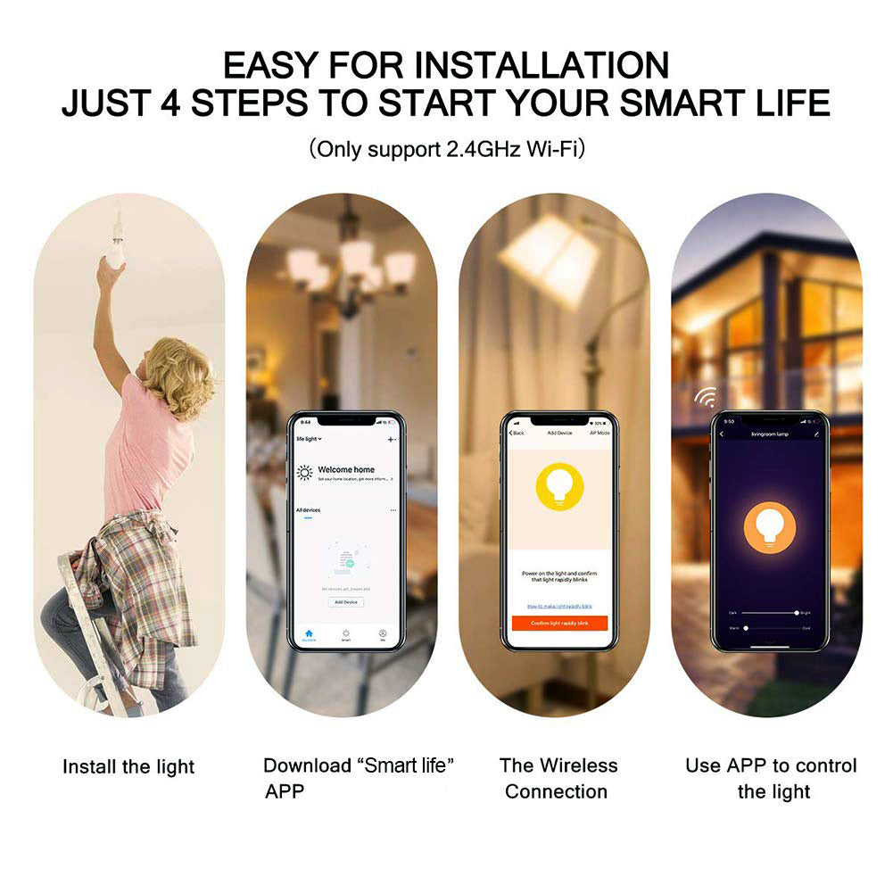 Ener-j SHA5287-3 Smart WiFi E14 LED Candle Bulb 4.5W, RGB+W+WW, Dimmable Pack of 3