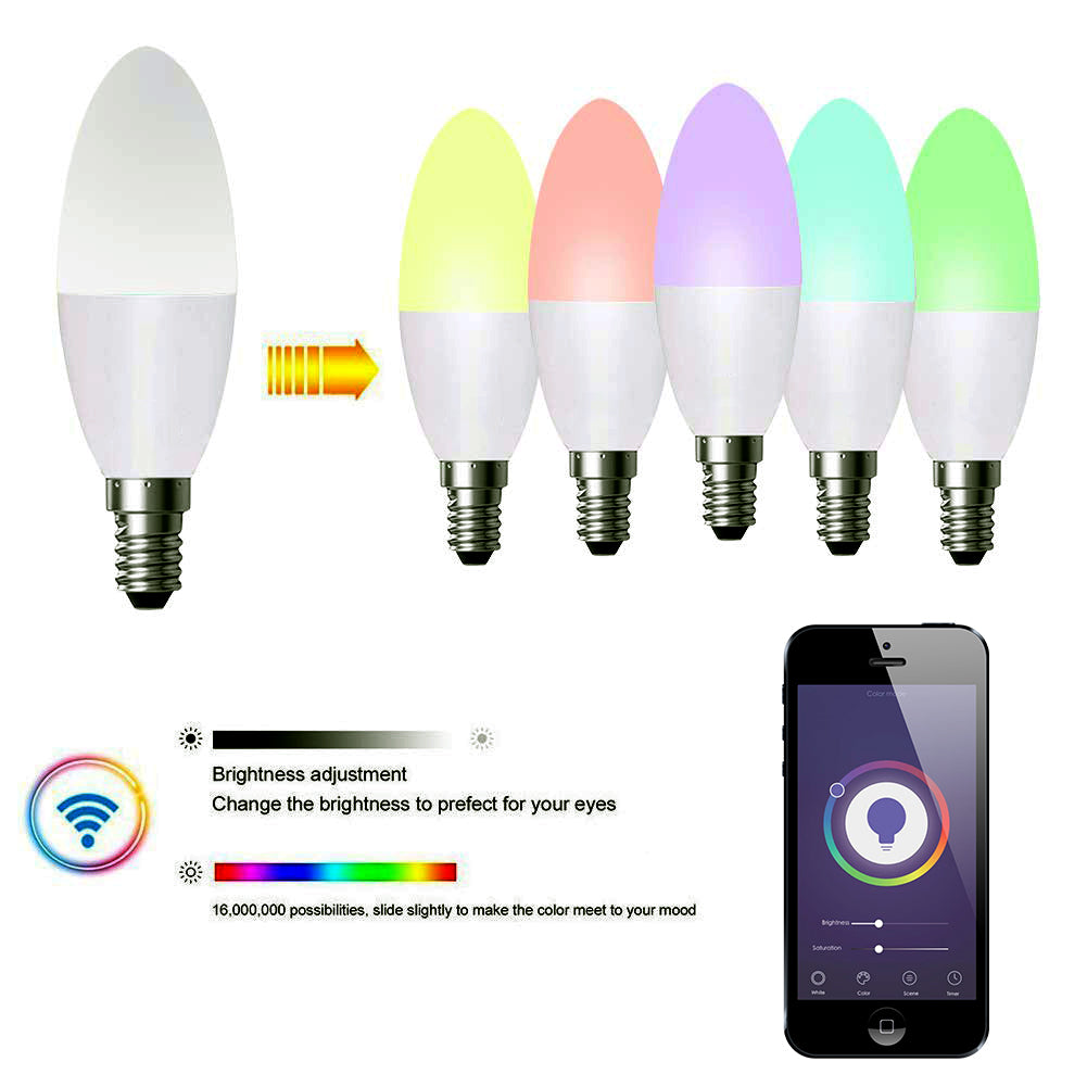 Ener-j SHA5287-3 Smart WiFi E14 LED Candle Bulb 4.5W, RGB+W+WW, Dimmable Pack of 3