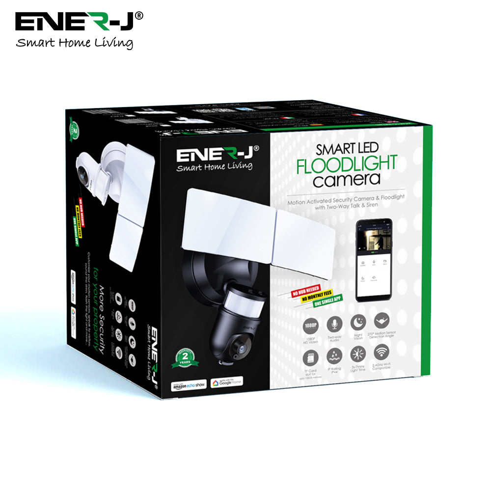 Ener-j SHA5294 Wifi Outdoor Security Kit with IP Camera and twin LED Floodlight, 2 way audio, Black
