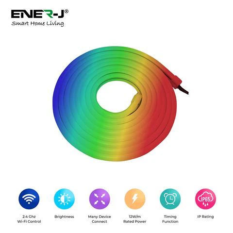 Ener-j SHA5297X Smart WiFi RGB LED Neon Strip Kit 12V, 3 meters, IP65