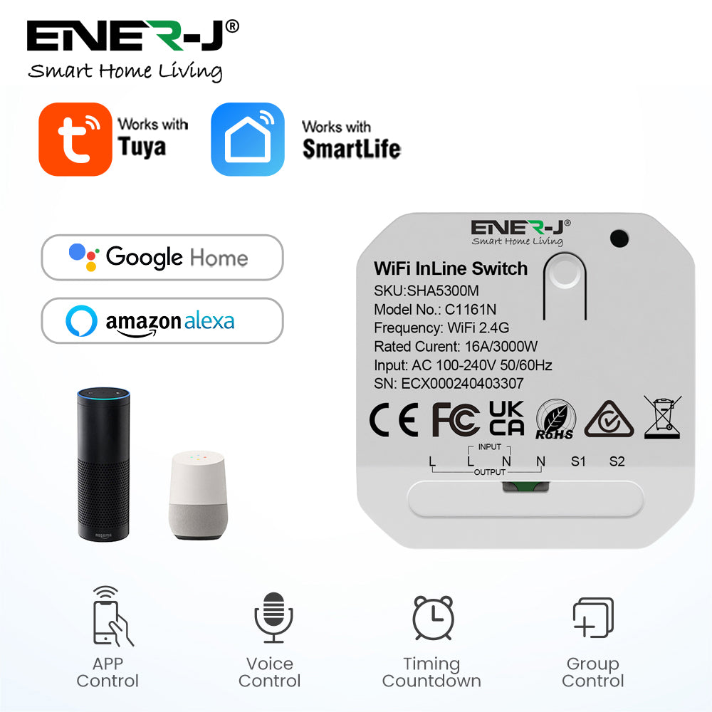Ener-j SHA5300M 13A WiFi + BLE Inline switch