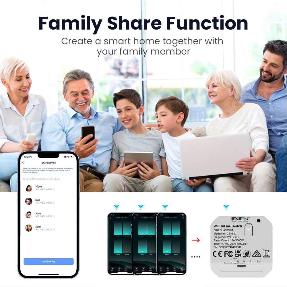 Ener-j SHA5300M 13A WiFi + BLE Inline switch
