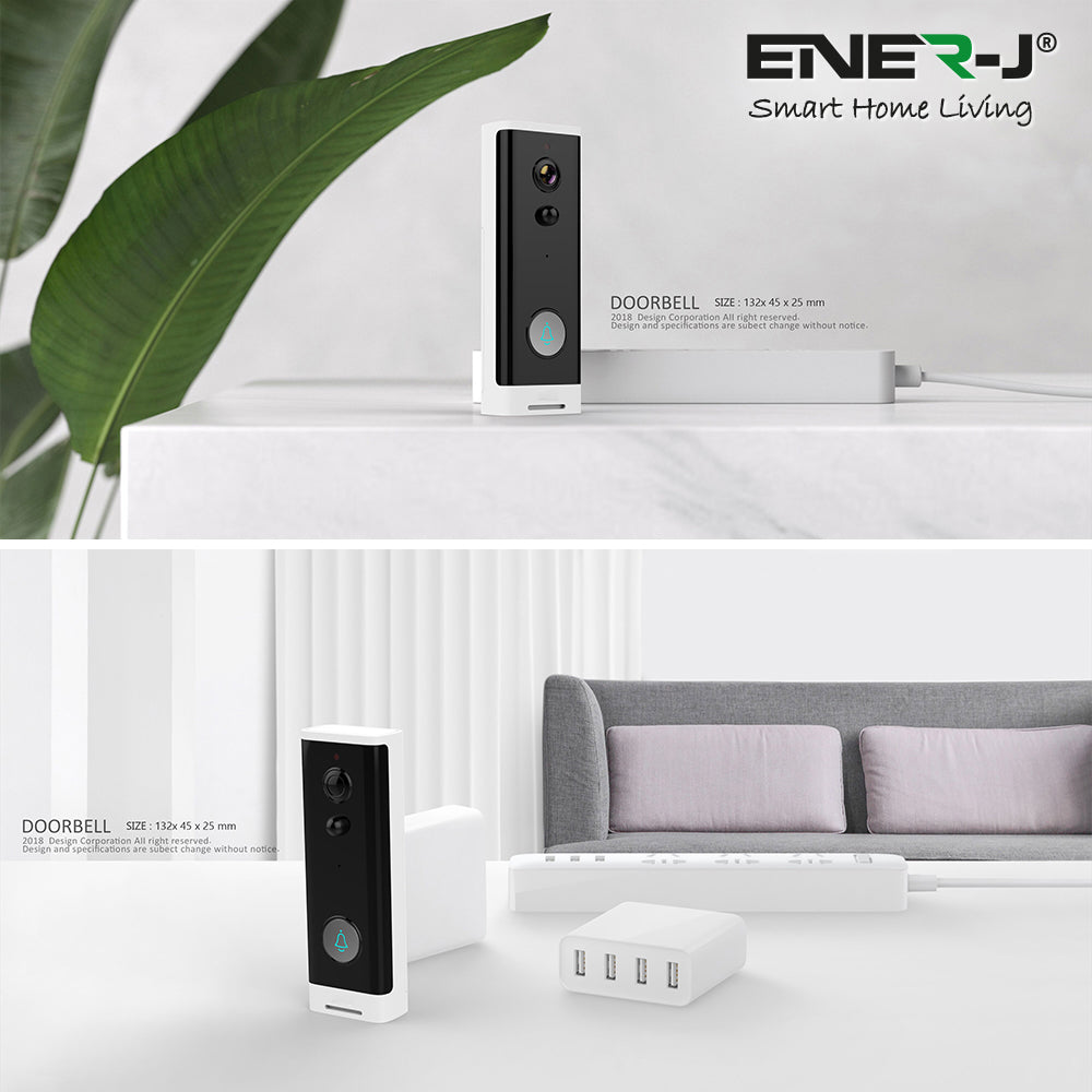 Ener-j SHA5307 Slim Wireless Video Door Bell 5200mah battery, including UK Chime