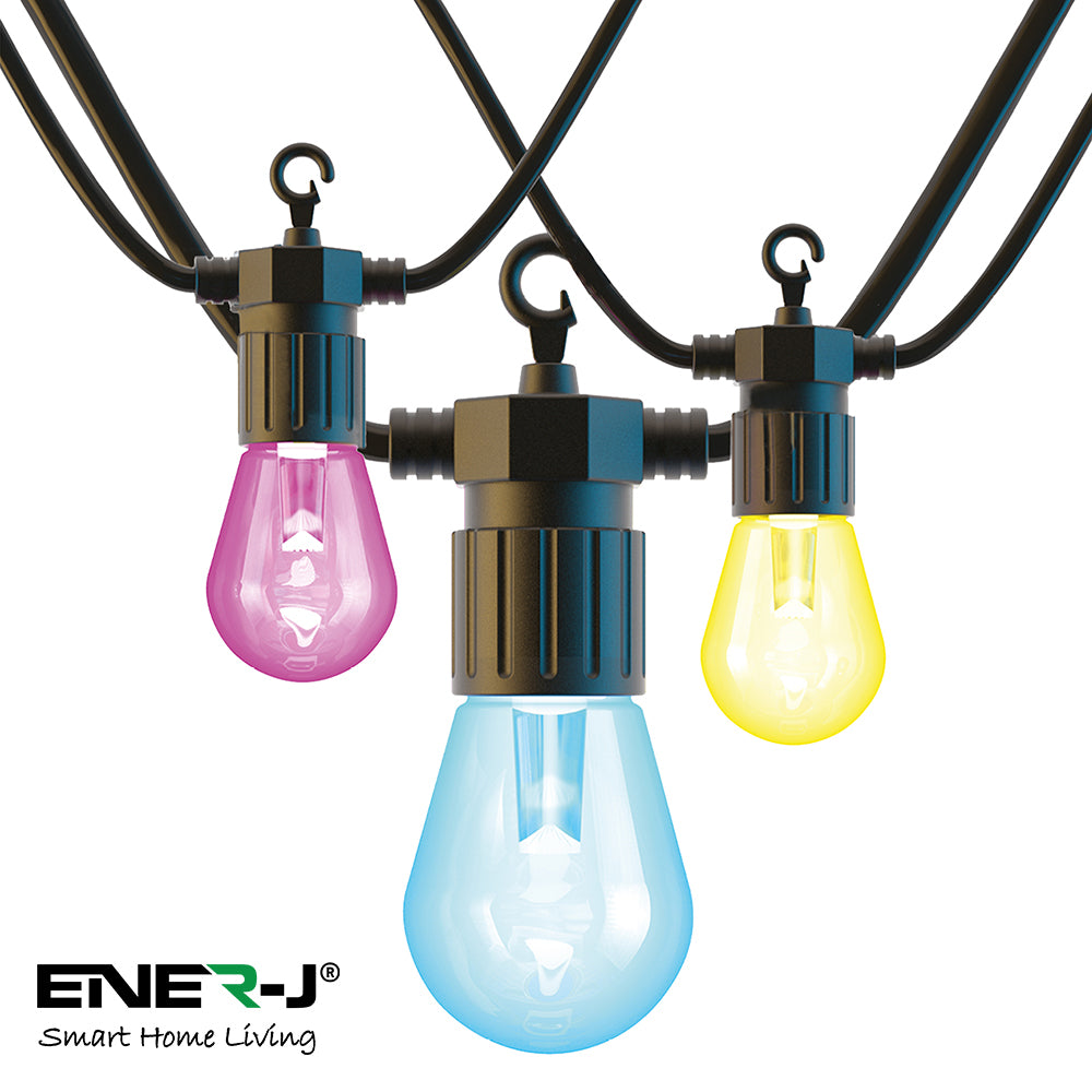Ener-j SHA5315-3 Wi-Fi LED String Light with RGB+WW, 7.3M and 12pcs LED Bulbs withPlug & Play Power Supply Pack of 3