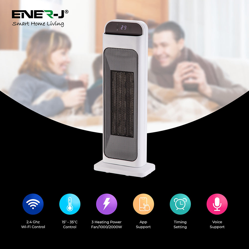 Ener-j SHA5323 Smart WiFi PTC Ceramic 2000W Heater, UK BS Plug
