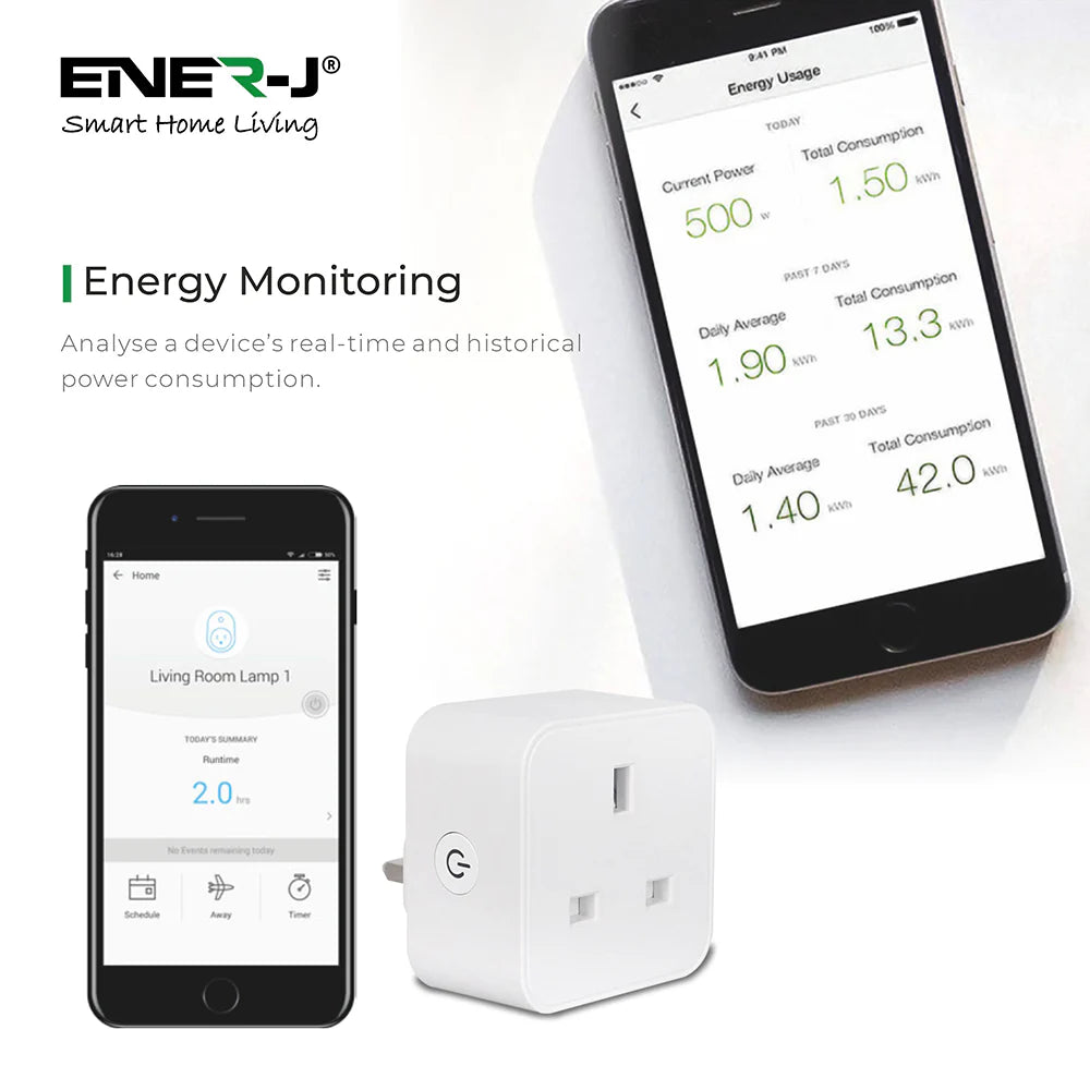 Ener-j SHA5325-3 WiFi Smart Mini plug square, UK BS Plug Pack of 3