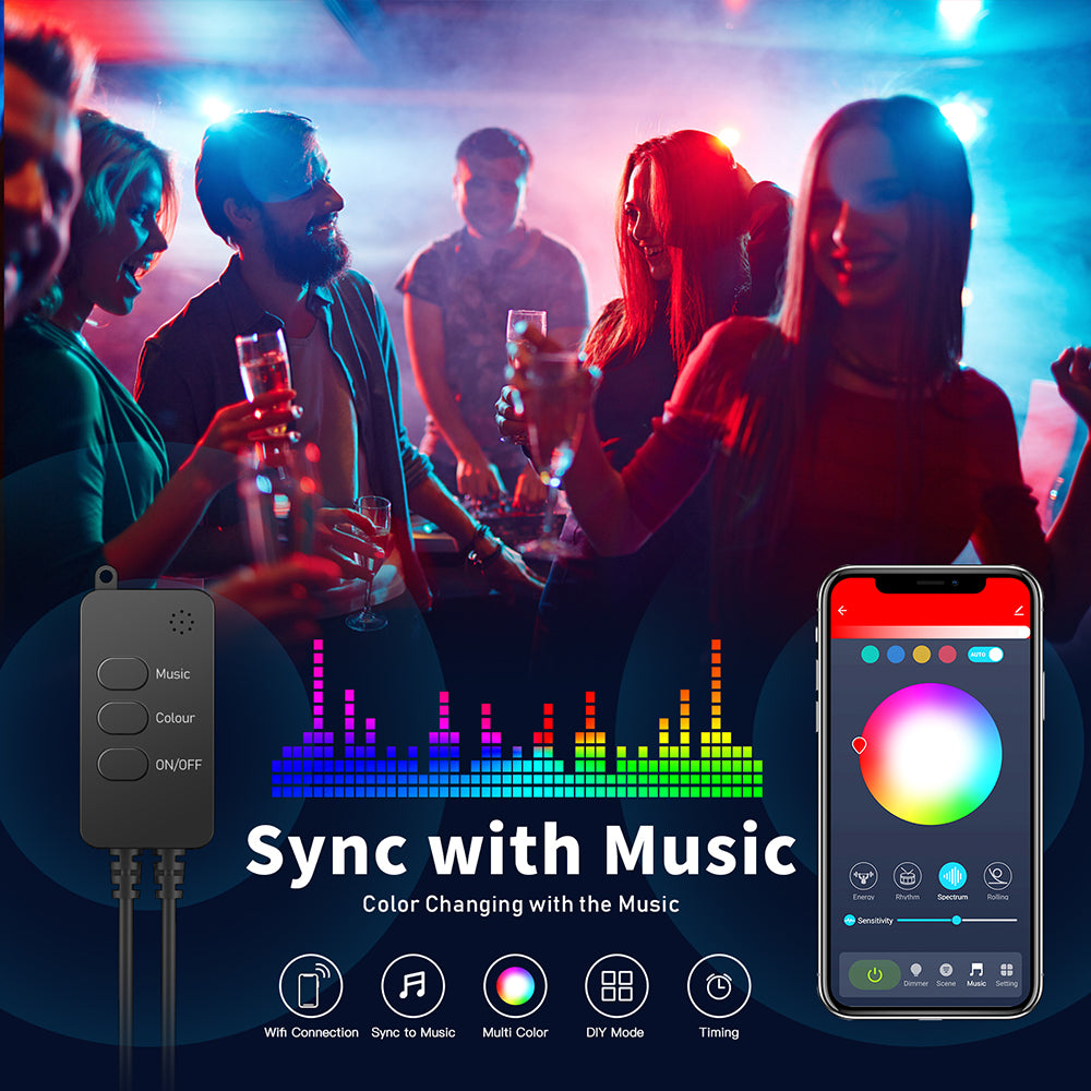Ener-j SHA5326 Smart RGB Fairy Lights with 5 Meters length, 50 LEDs, WiFi+BLE+IR Remote control