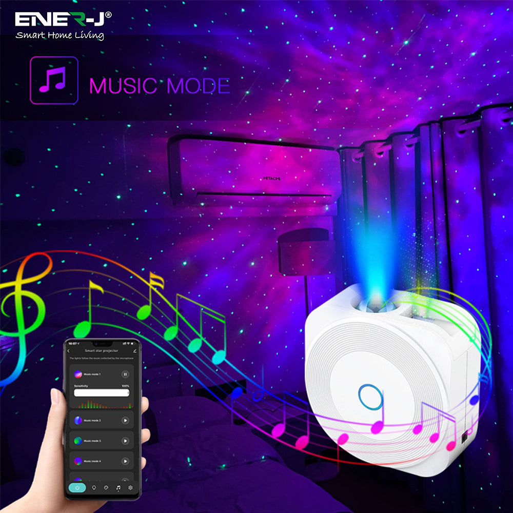 Ener-j SHA5327 WiFi + BLE Smart Star Projector with music sync function, Works with App & Alexa/Google