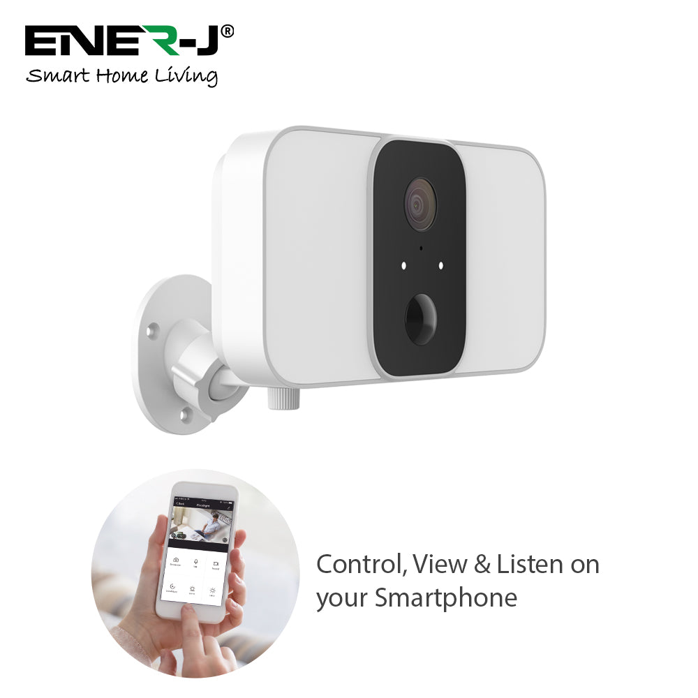Ener-j SHA5344 Smart Wireless 1080P Battery Camera with Twin Floodlights, 10400mAh Batteries