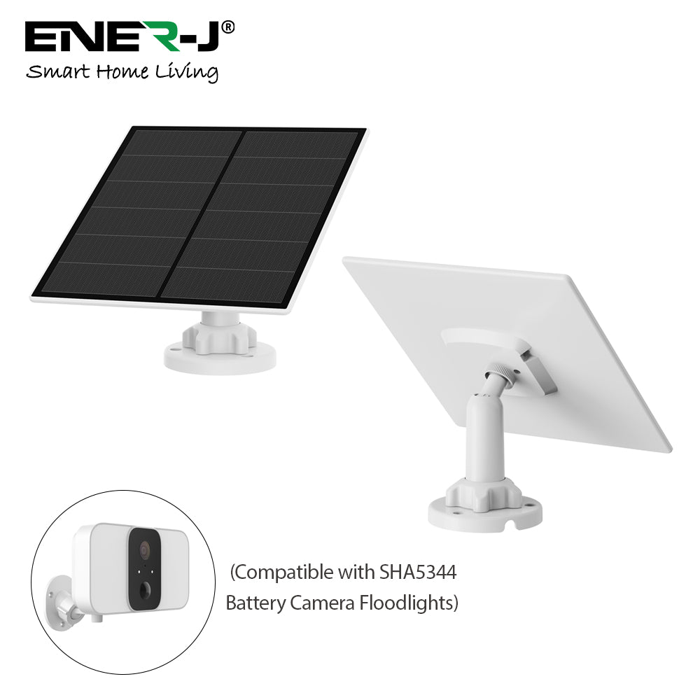 Ener-j SHA5345 5W Crystal cell Solar Panel with 3M charging cable, IP66 (Compatible with SHA5344 Battery Camera Floodlights)