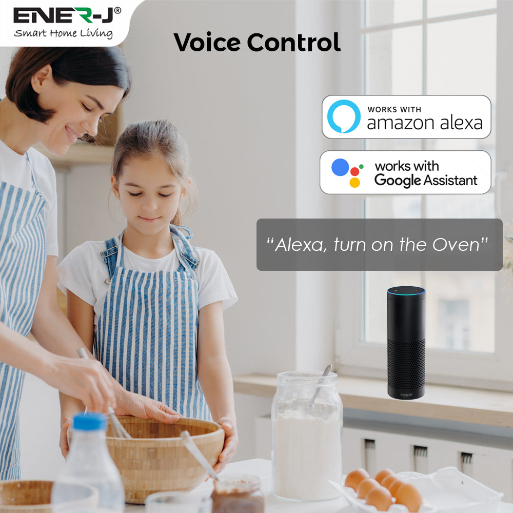 Ener-j SHA5354 13A WiFi Dual Smart Plug, UK BS Plug, With Energy Monitor