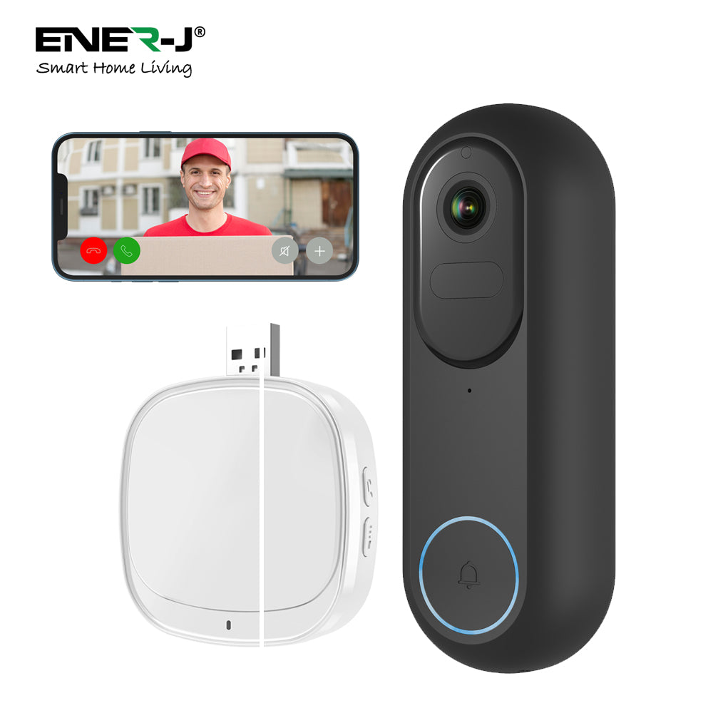 Ener-j SHA5357 1080P Wired/Wireless Video Doorbell with 5200mah battery & USB Chime