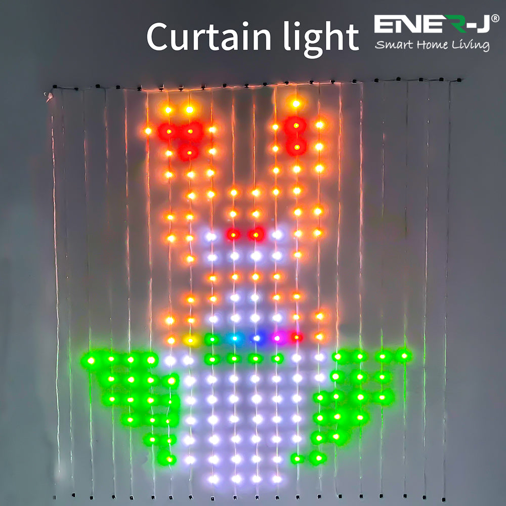 Ener-j SHA5358 Smart 400LED Colour Changing RGBIC Curtain Fairy Lights, 2Mx2M