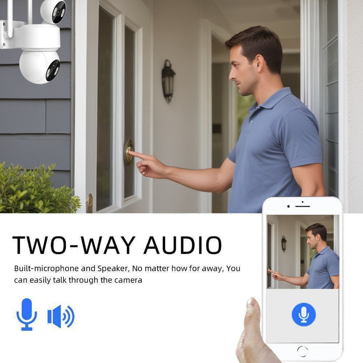 Ener-j SHA5363 Smart Wi-Fi Dual Lens Outdoor Dome IP Camera White Housing, IP65