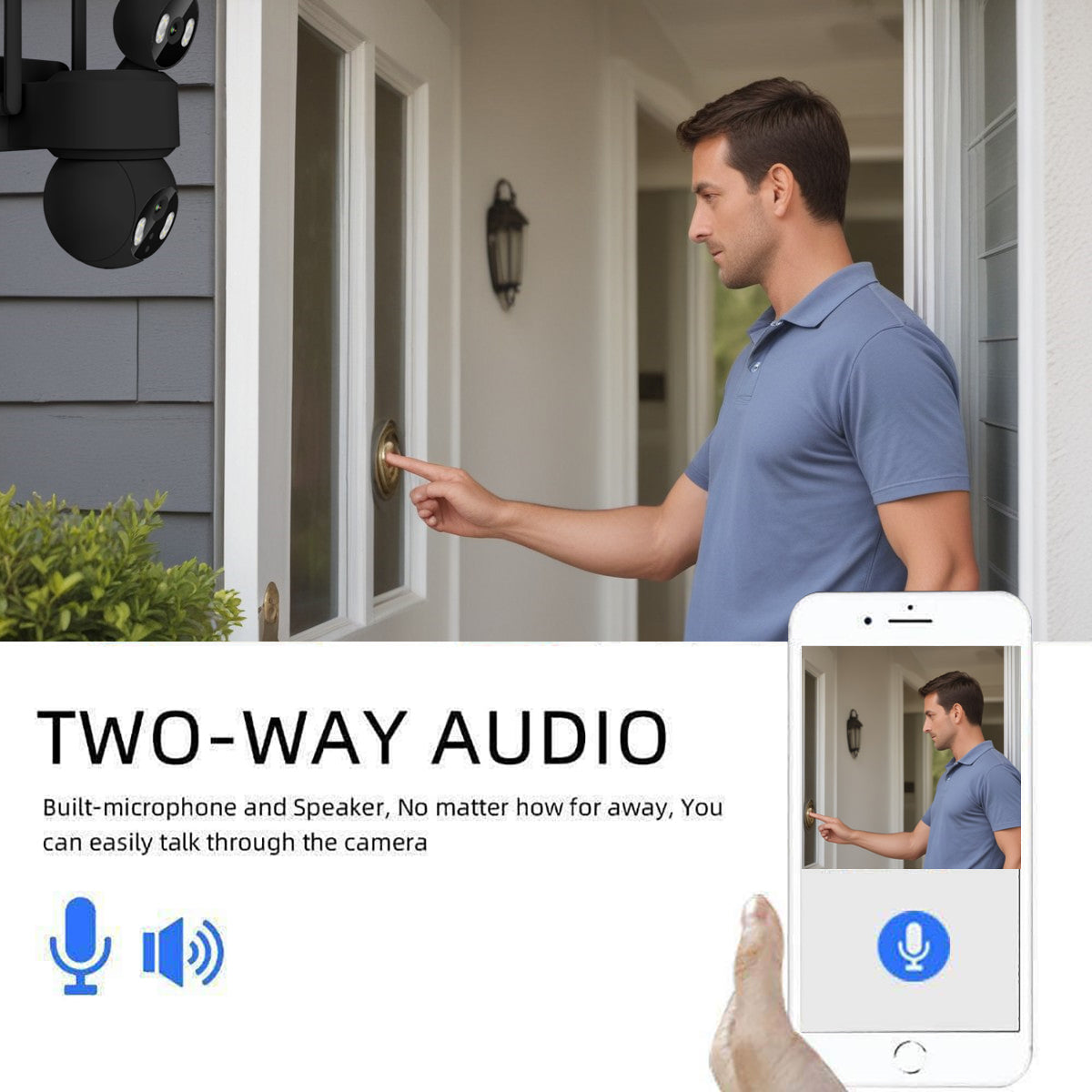 Ener-j SHA5364 Smart Wi-Fi Dual Lens Outdoor Dome IP Camera Black Housing, IP65