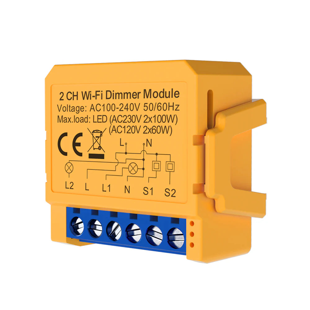 Ener-j SHA8009 Smart WiFi+BLE 2CH Light Switch Module (Max 2 x 150W). Dimmable