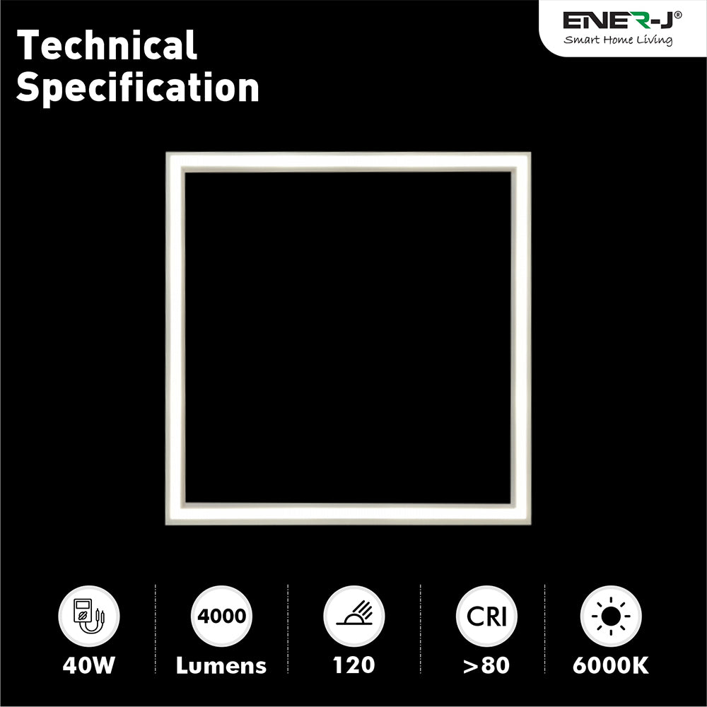 Ener-j T169 LED Borderline Panel 60x60 40W 4000 Lumens, 4000K Pack of 2