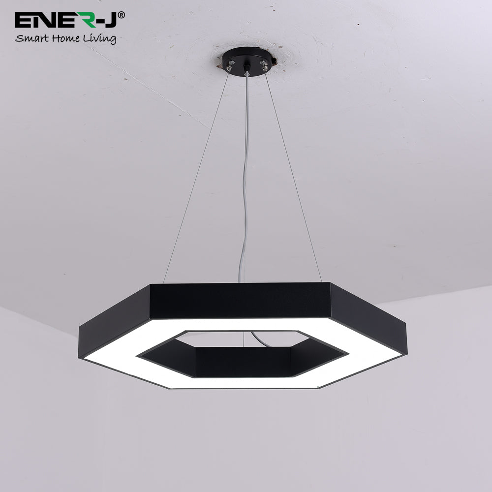 Ener-j T170 Hollow Hexagon Pendant Lights 25W 6500K 45lm/W Black Body