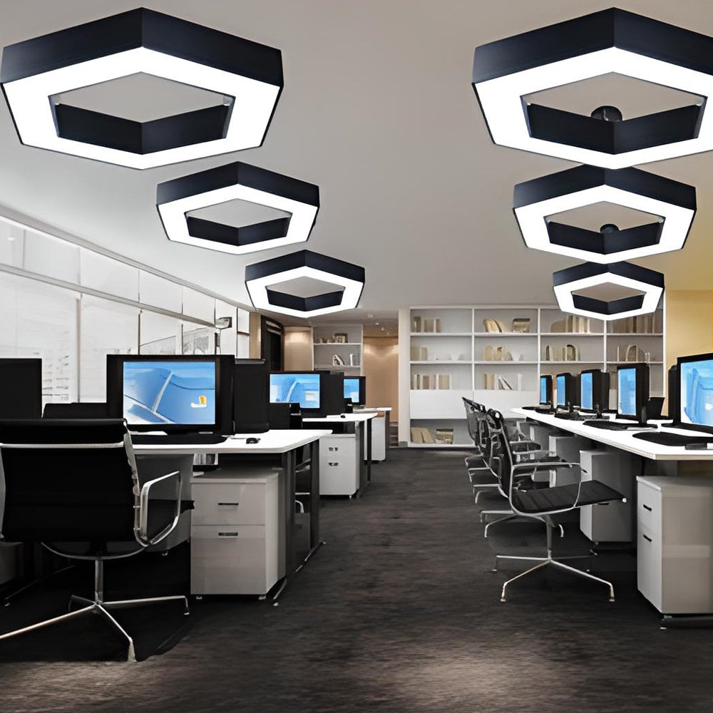 Ener-j T170 Hollow Hexagon Pendant Lights 25W 6500K 45lm/W Black Body
