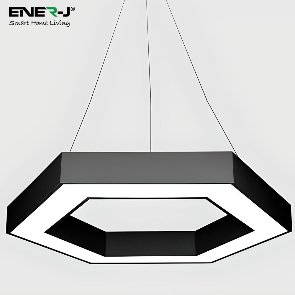 Ener-j T170 Hollow Hexagon Pendant Lights 25W 6500K 45lm/W Black Body