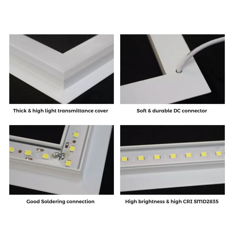 Ener-j T200BL Diamond Square Borderline LED Panel, 600x600mm 40W 4000 Lumens, 6000K on border and Blue Inside Pack of 2