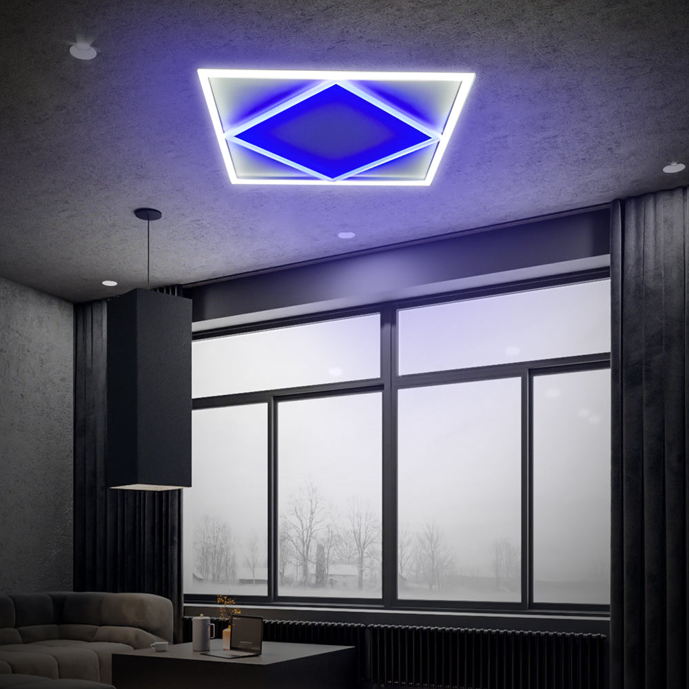 Ener-j T200BL Diamond Square Borderline LED Panel, 600x600mm 40W 4000 Lumens, 6000K on border and Blue Inside Pack of 2