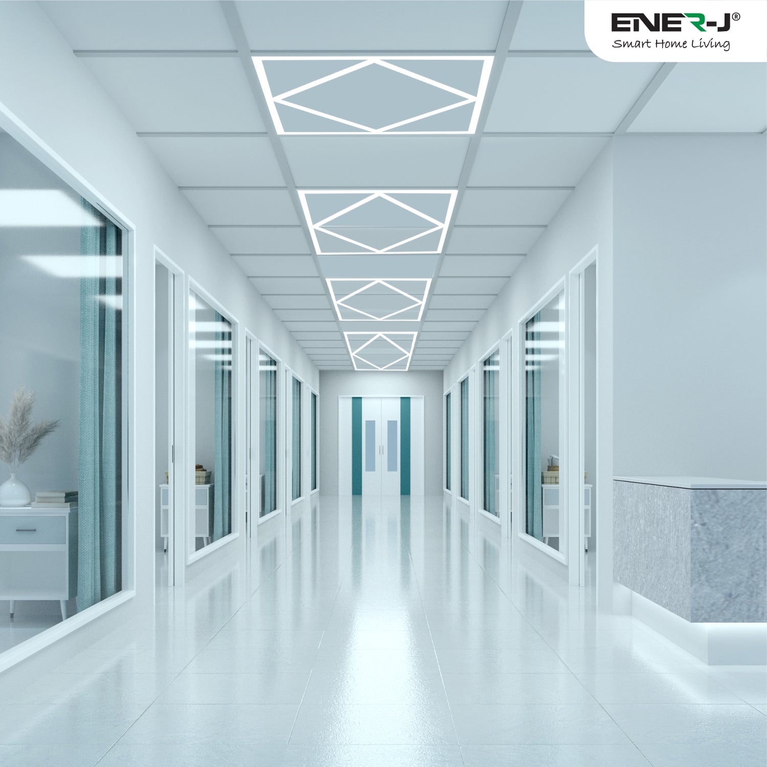 Ener-j T200NW Diamond Square Borderline LED Panel, 600x600mm 40W 4000 Lumens, 4000K Pack of 2