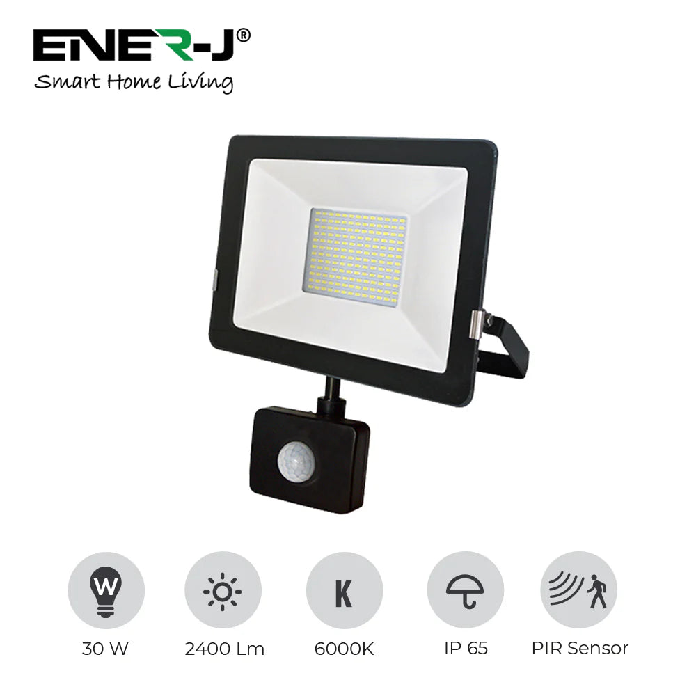 Ener-j T217 LED SMD With PIR Floodlight IP65 30W 2400Lm, 6000K