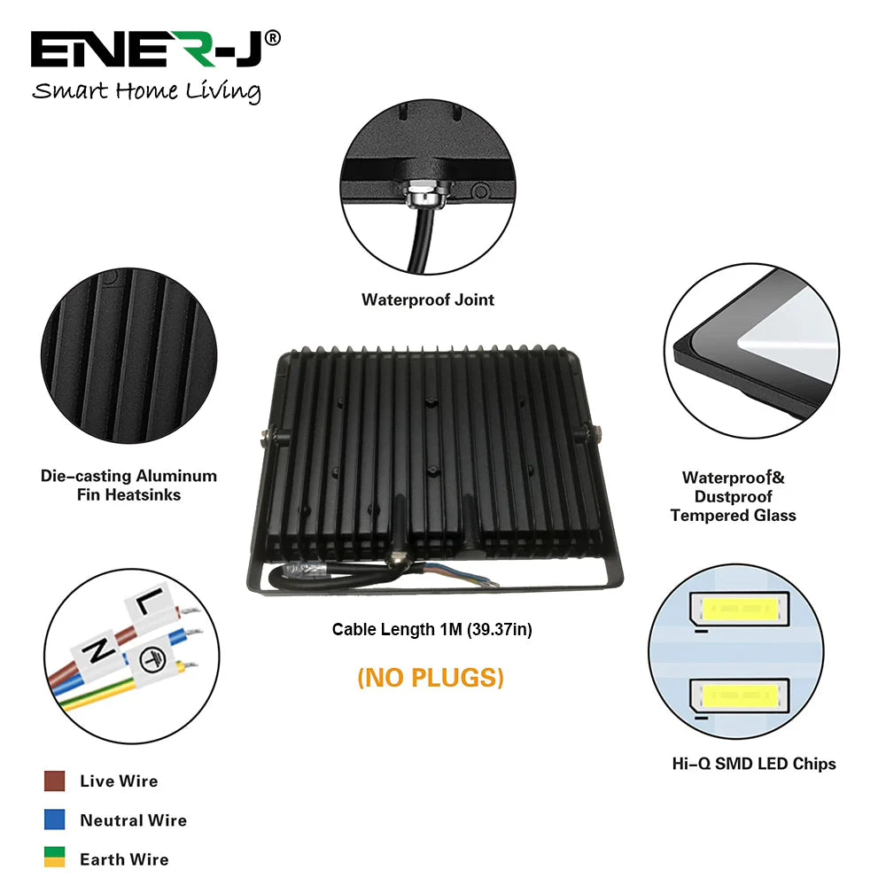 Ener-j T236 LED SMD Non PIR Floodlight IP65 150W 12000Lm, 6000K