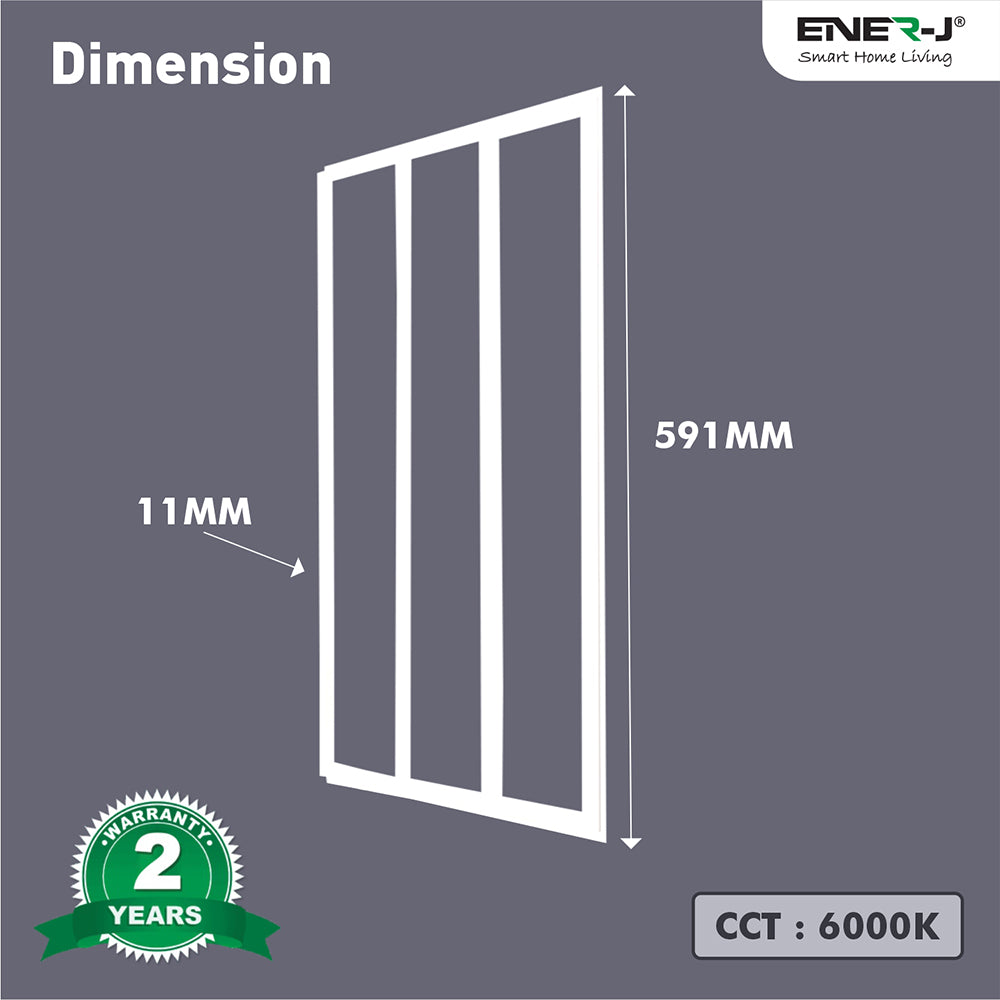 Ener-j T300 Edgelit Borderline LED Panel with Middle Bars 40W 4000 Lumens, 6000K Pack of 2