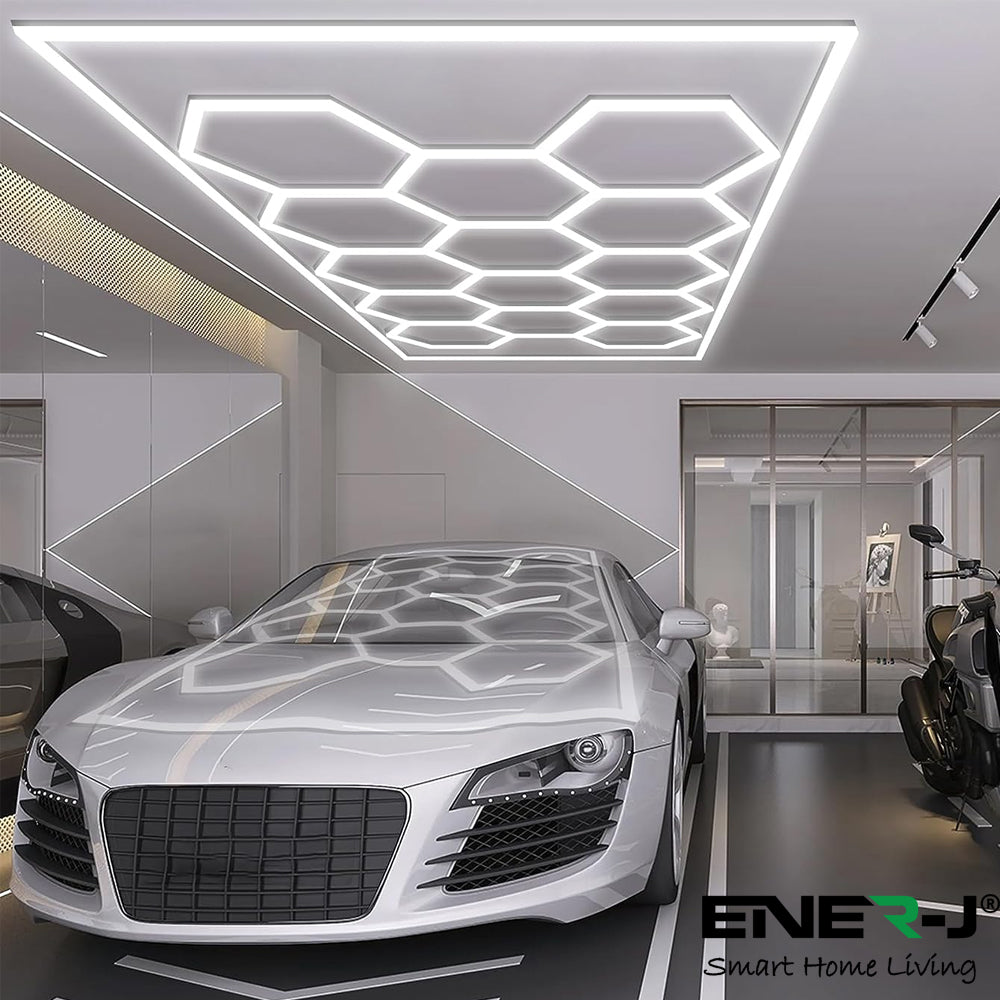 Ener-j T304CCT 600W Car Showroom Lights with 14 Hexagon design with frame, CCT switchable through on-off switch