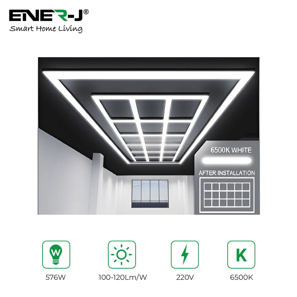 Ener-j T306 576W Designer Ceiling Lights with Frame (18 Square Boxes and border)