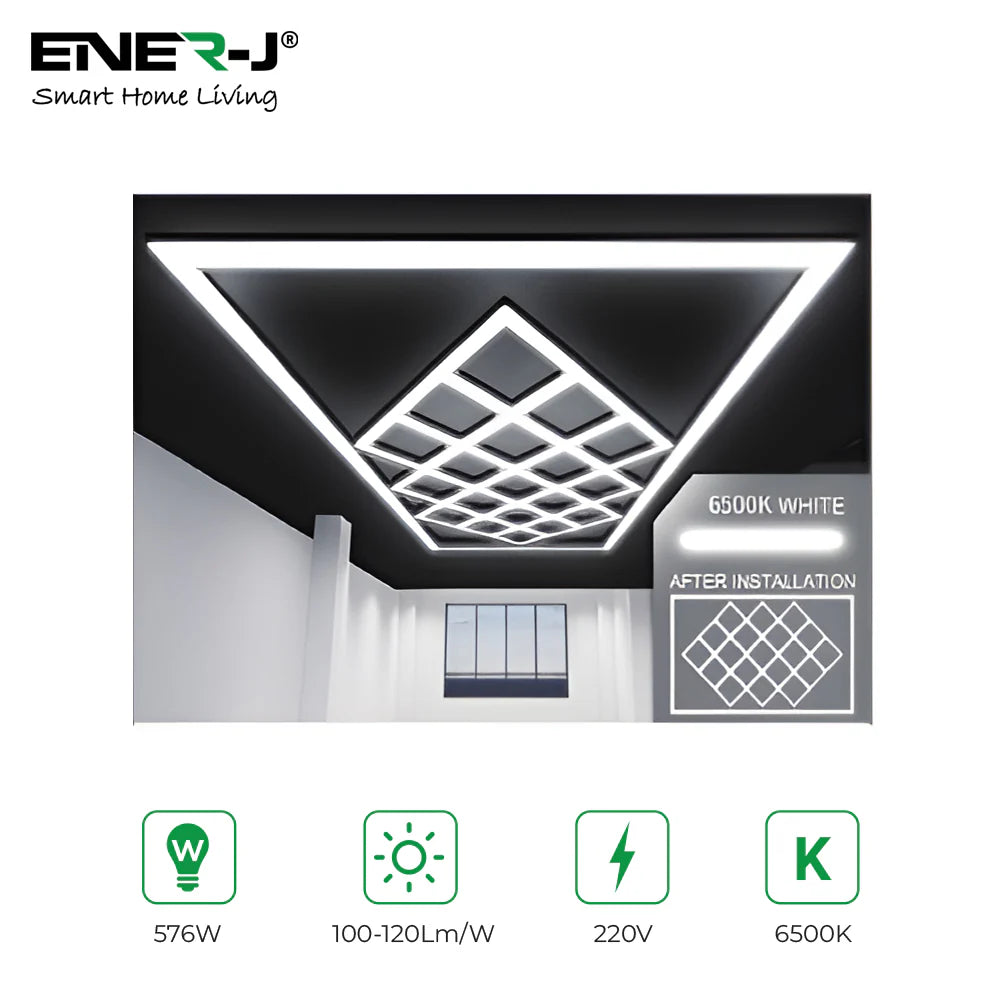 Ener-j T307 576W Designer Ceiling Lights with Frame (19 Diamonds and border)