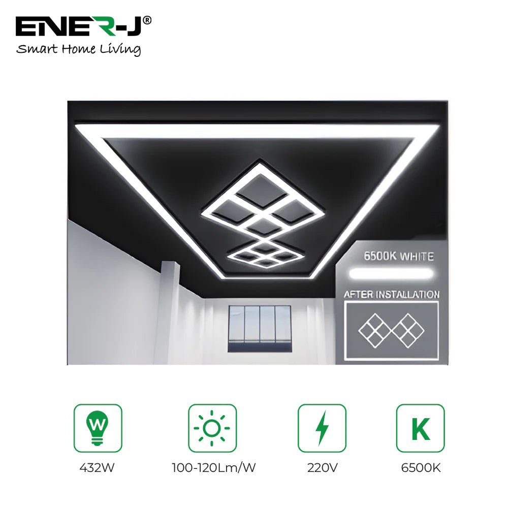 Ener-j T308 432W Designer Ceiling Lights with Frame (8 Diamonds and border)