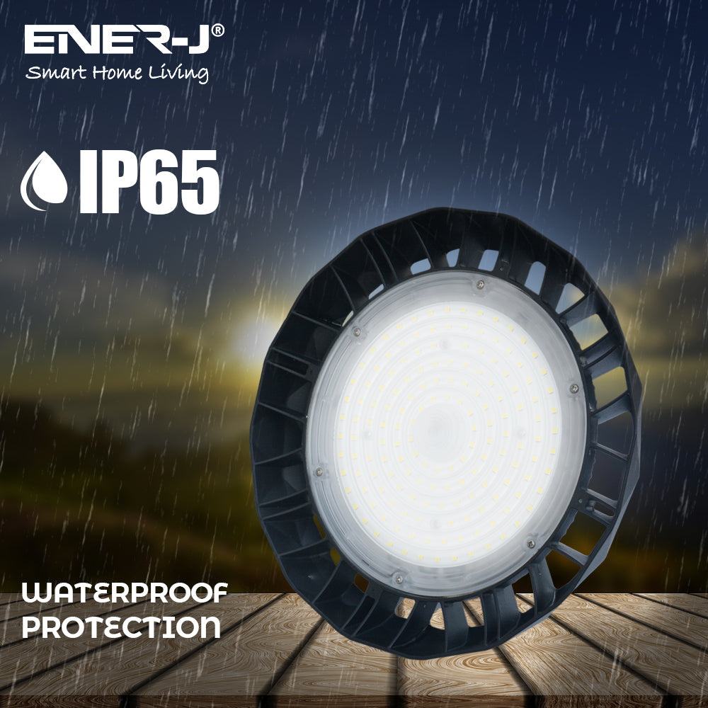 Ener-j T380 LED UFO High Bay Lights, Wattage Switchable (120W-160W-200W), CCT Switcheable (6000K-4000K-3000K), 160Lm/W, IP65