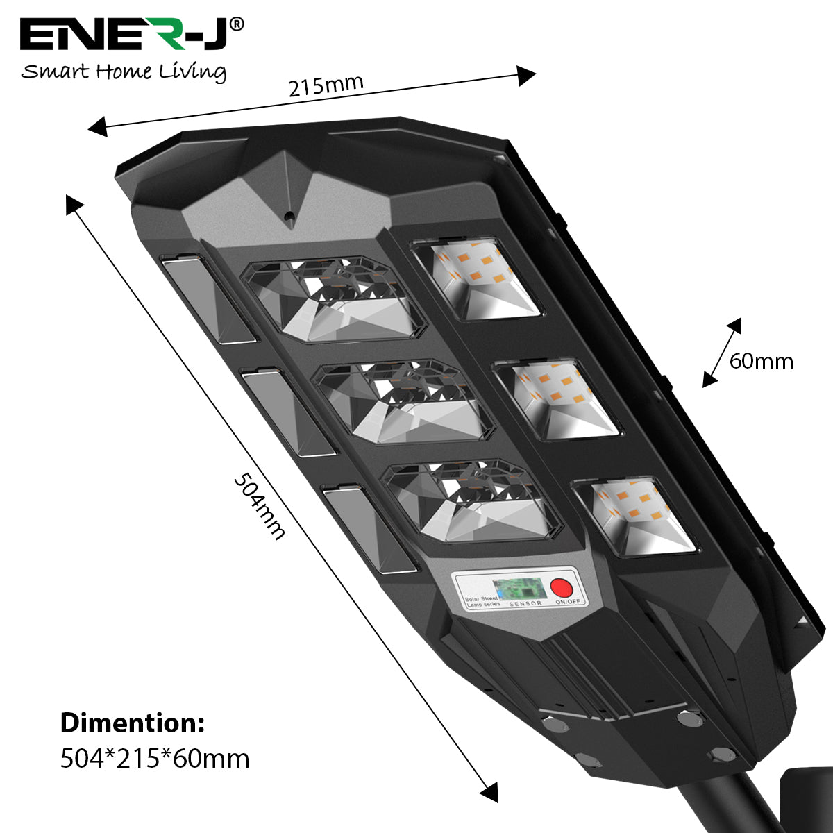 Ener-j T390 100W Solar Streetlights 6500K with 6V 12W Solar Panel & 12000 mAh Battery & Remote