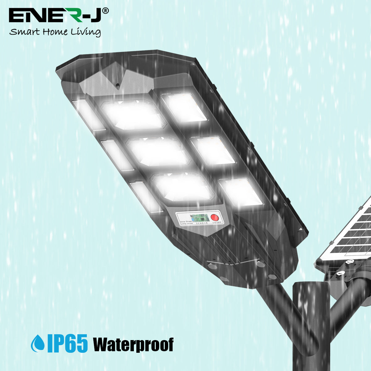 Ener-j T390 100W Solar Streetlights 6500K with 6V 12W Solar Panel & 12000 mAh Battery & Remote