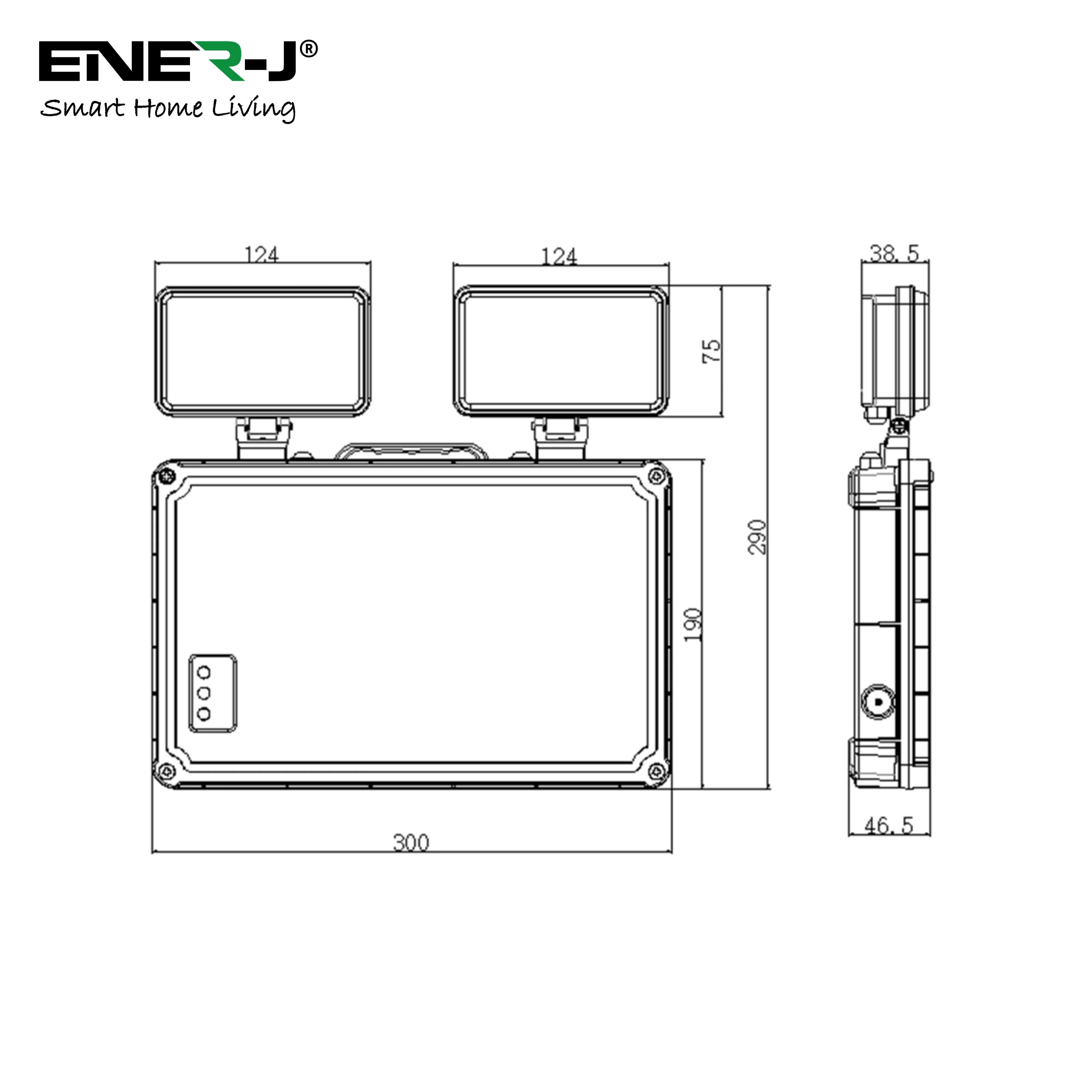 Ener-j T414 3W Twin Emergency Non-Maintained Outdoor IP65 LED Spot Light 6000K