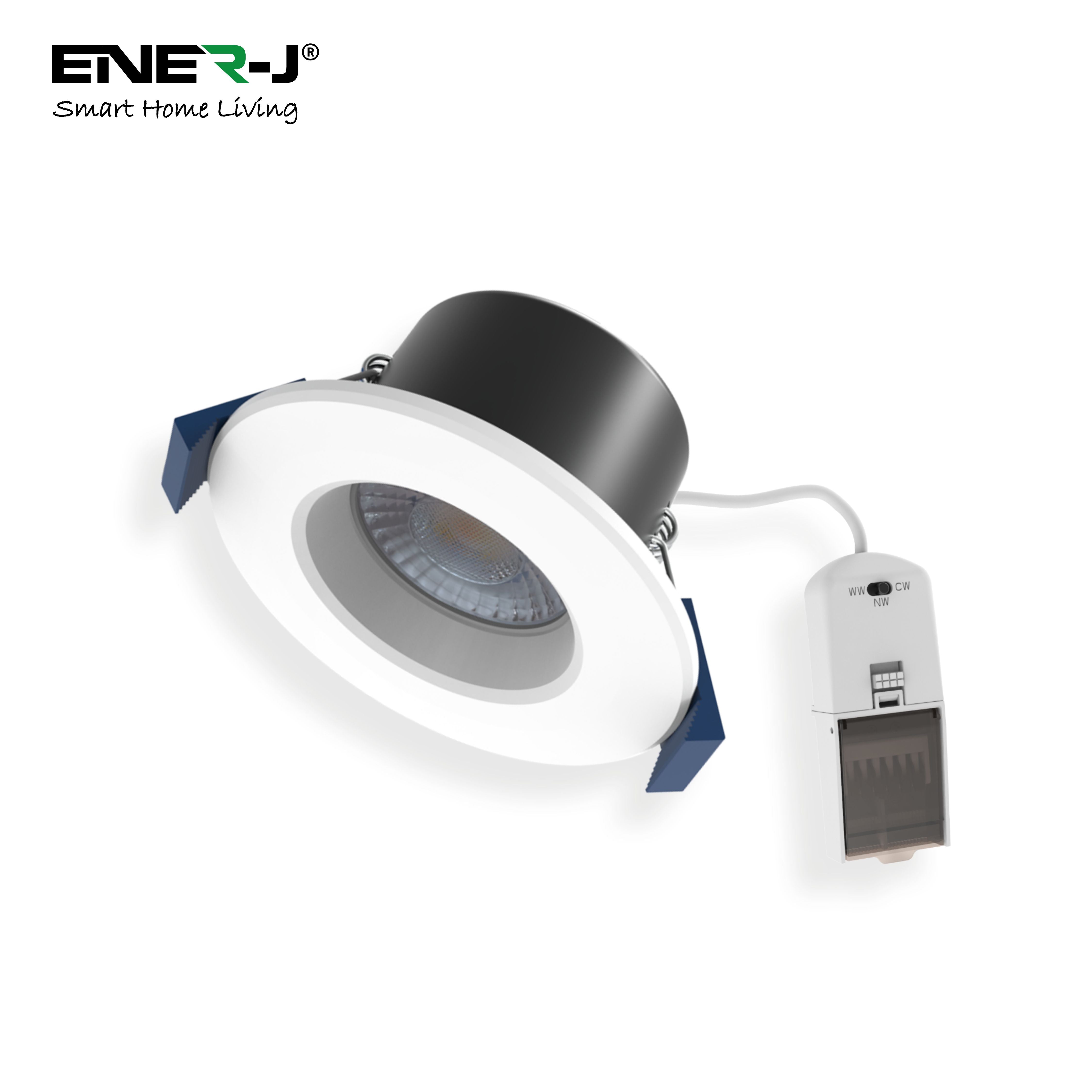 Ener-j T456 8W Fire Rated LED Downlight, Dimmable & CCT Changing, IP65 Pack of 2